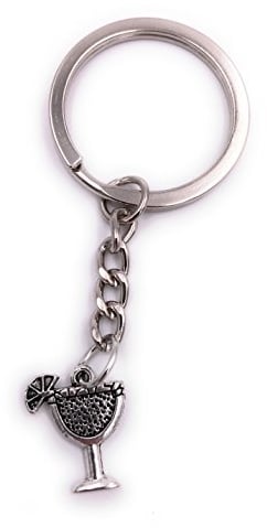 H-Customs Cocktail avec parapluie cocktail verre porte-clés pendentif en métal argenté