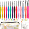 BCMRUN Häkelhaken Set 14 Stück Bunte Ergonomische Soft Gummi Comfort Grip Häkeln Stricken Nadeln Kit Haushalt Werkzeug für Arthritis mit tragbaren Tasche und mehr Zubehör, 2mm-10mm