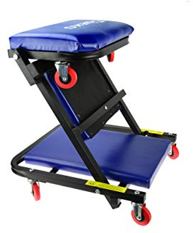 BSD Werkstatt Rollbrett - 2 in 1 Klappbare Werkstattliege, Werkstatthocker, Montageliege - 6 Räder - Max 136kg