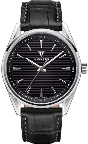 Junkers Professor Analog Quarz Uhr Lederarmband Saphirglas Indizes schwarz 9.32.02.02
