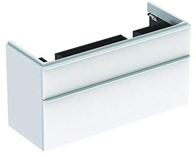 Keramag Geberit Smyle Square Waschtischunterschrank für Doppelwaschtisch, 500356, 1184x617x470mm, mit 2 Schubladen, Farbe: Weiß Hochglanz Lack - 500.356.00.1