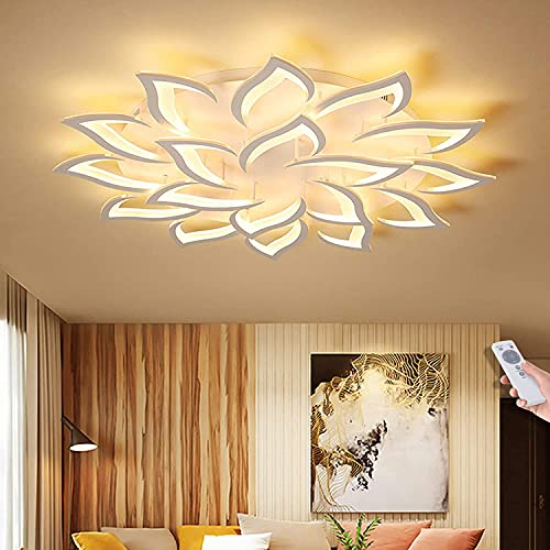 LED Deckenleuchte Blume Kreative Deckenlampe Innen Decken Beleuchtung Für Schlafzimmer Wohnzimmer Mit Fernbedienung Küche Esszimmer Weiß Acryl Lampenschirm Dekorative Dimmable Lampe,18 heads