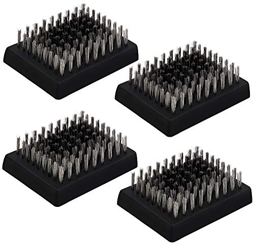 HaSteeL Lot de 4 têtes de rechange pour brosse à gril, sans poils métalliques, têtes remplaçables compatibles avec la plupart des brosses à gril, meilleur nettoyant pour barbecue
