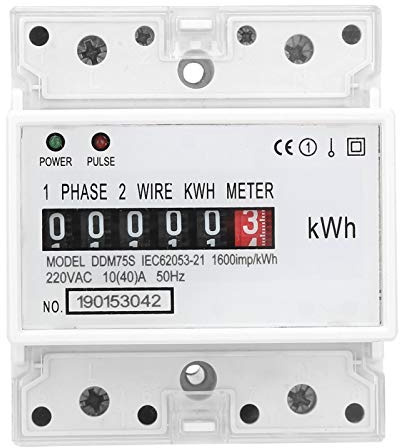 Einphasen kWh Zähler, DIN Rail Stromzähler mit 4P LED Din Rail Stromverbrauch Wattmeter Energy Mete 220 V/230 V 50/60 Hz