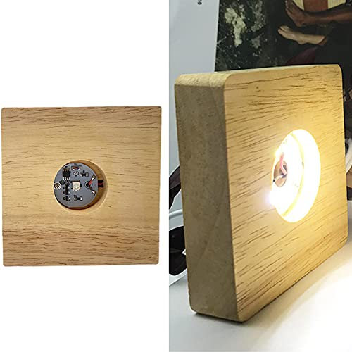 Kisbeibi Base cuadrada de madera para luz, base de pantalla de luces LED con cable USB para arte de resina de cristal láser