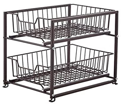 Organisateurs Sous Évier Organisateurs de meubles de 2 niveaux et rangement sous l'armoire de l'évier Organisateur avec tiroir de rangement coulissant Tablette de rangement empilable avec des paniers