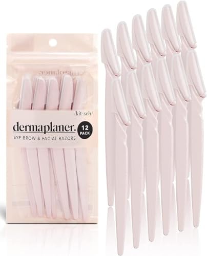 Kitsch Dermaplaning Tool,Gesichtsrasierer für Frauen,Augenbrauenrasierer & Gesichtsrasierer für Frauen,Gesichtshaarentfernung für Frauen,Dermaplane Rasierer für Frauen Gesicht, 12 Stück (Blush)