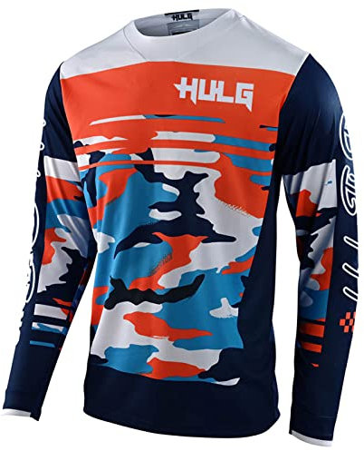 MTB Trikot,Herren Langarm MountainbikeShirt,Motocross-Shirt Langarm | MX MTB Mountainbike (Orange,S)