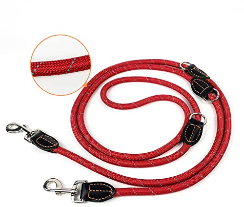 Trhillsbrad Hundeleine 3m x 14mm, Verstellbare hundeleine Große Mittelgroße Hund, Multifunktionsleine Doppelleine Umhängeleine robust, Rosa