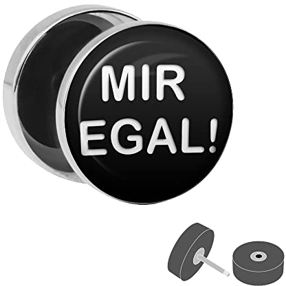 Treuheld® Fake Plug Mir Egal - witziger Ohrstecker - Unisex - Anzahl: 1 Stück