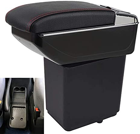 XMHL Armrest Box Compatible With Citroen Berlingo 2010 2011 2012-2017 2018 2019 2020, Center Console Storage Box With Cup Holder & Ashtray Black