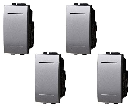 Interruttore Unipolare 1P 1M 16A, Compatibile Con Bticino Living Light, Da 1 Posto Modulo (4 Pezzi, Grigio)