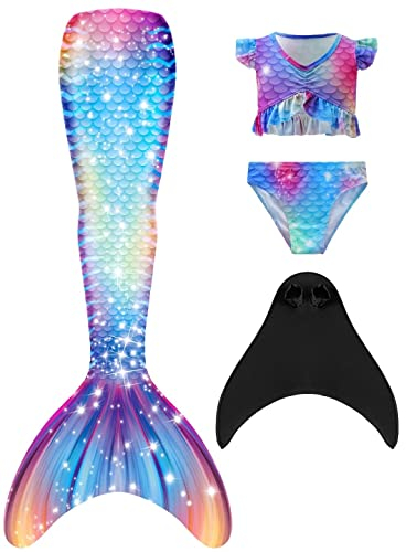 SPEEDEVE Mädchen Meerjungfrauenschwanz Meerjungfrau Flosse Bikini Set,HEI-m2,140