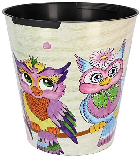 alles-meine.de GmbH Papierkorb/Mülleimer Eulen & Vogelhaus 10 Liter - wasserdicht - aus Kunststoff - Ø 28 cm - Eimer - Spielzeugkorb/Popcornschüssel/großer Mülleimer - ..
