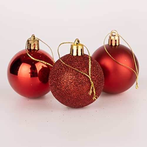 50mm/9Pcs Christmas Baubles Shatterproof Red, Christmas Tree Decorations Ball Ornaments Balls Xmas Hanging Decorations Holiday Decor - Shiny,Matte,Glitter
