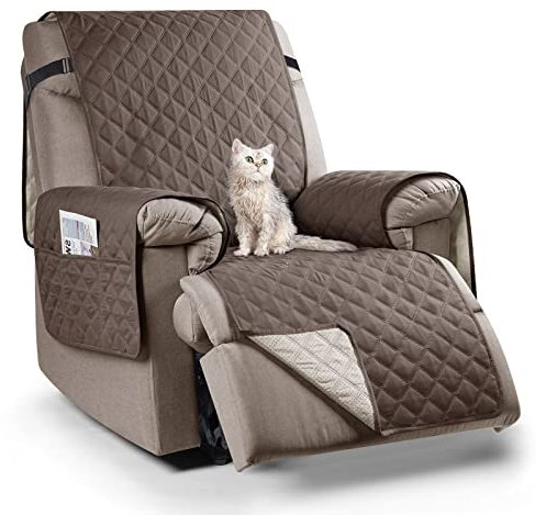 TAOCOCO Recliner Chair Covers,1 Seater Recliner Covers,Waterproof Recliner Sofa Covers,Reclining Protector for Pets,Non Slip Armchair Covers,Armchair Recliner Cover With Pockets (Brown)