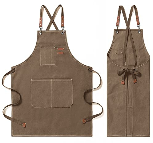 LAT LEE AND TOWN Arbeitsschürze für Männer mit Taschen Unisex-Schürze mit verstellbarem Gürtel für die Arbeit, Backen, Garten, Küche, Grillen