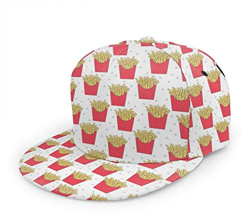 Oaieltj Unisex Baseballkappe Erwachsene Teens Verstellbare Snapback Flache Krempe Baseball Cap Cool Hip Hop Hat, Pommes Frites, One size