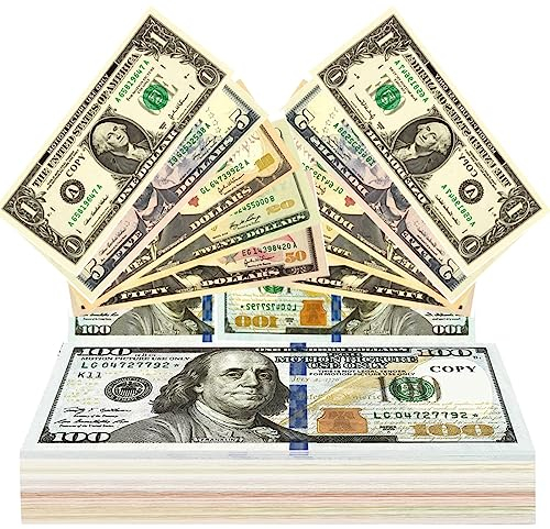 HONGECB Spielgeld Fake Geld, 120 Stück Spielgeld Dollar Scheine Falschgeld in 6 Werten – Realistisches Design & Robuste Qualität für Partys, Film & Spiel