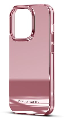 IDEAL OF SWEDEN Durchsichtige Handyhülle mit erhöhten Kanten und Nicht vergilbenden Materialien, fallgetesteter Schutz mit Spiegel Finish, kompatibel mit iPhone 14 Pro (Rosa)