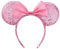 Hpfulseazn Women Girls Decoration Mouse Ears Headbands Sequin Glitter Bow Hairband for Cosplay Costume Birthday Party(Pink)