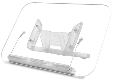 Viozon Acryl Buchständer zum Lesen, Kochbuchhalter, 13-stufig verstellbarer Winkel, klappbar & tragbar, leicht für Büro, Küche, Schulbuch, Rezept, Zeitschrift, Tablet, Laptop DE-R23B