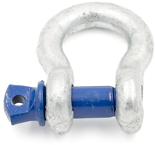 Schäkel 6,5t Tragfähigkeit 1 Stück mit Augbolzen - Schäkel Geschweift Form BW - Schäkel Hochfest - Stahl Feuerverzinkt Rundschäkel