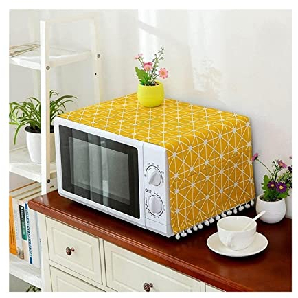 Xzeit Dust Proof Cover,Protective Cover, CoverLinen Cover Microwave Dust Proof Cover Microwave Oven Hood Home Decor Microwave Towel with Pouch Home Yellow