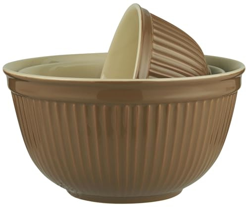 IB Laursen 3er Set Schalen, Schüsseln MYNTE Hazelnut braun D. 25,5cm Steingut