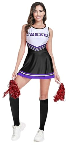 LCpddajlspig Damen Cheerleaderin Kostüm Set Karneval Faschings Tanzkostüm Set Cheerleading Kostüm Cheerleaderuniform Halloween Tanzkleidungset