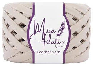 Mira Filati Lederoptik mattes Garn zum Stricken, Häkeln, Filzgarn, Ledergarn für Handtaschen, Geldbörsen, Schals, Gürtel und mehr (LYM22 Beige)