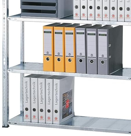 qpool24 Anbauregal, Büro-Fachbodenregal Schraubsystem MULTIplus85, 2000 x 750 x 300 mm (HxBxT), 6 Fachböden, verzinkt, ohne Anschlagleiste