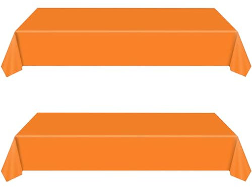 2Pcs Nappe Rectangulaire Jetable Orange, Nappe de Table de Fête 137x274cm, Nappes anti Taches Imperméable Rectangulaire, Couverture de Table à Manger pour Extérieur Pique-Nique Anniversaire Mariage