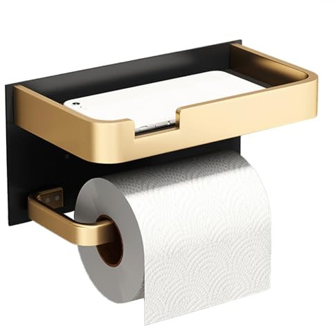 Distributeur de rouleau de papier hygiénique en alliage d'aluminium avec support de téléphone, support mural pour rouleau de papier de bain, distributeur de rouleau de papier toilette portable pour