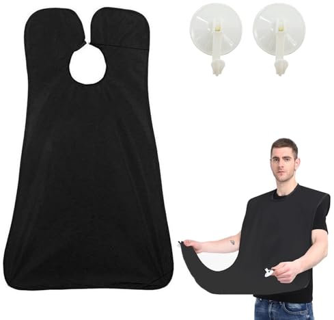SSKHE Bart Schürze,Sammel Tuch,Bart Lätzchen,Die bart lätzchen,Bart-Rasier-Schürze für Haare-Bart Rasur,Schwarz