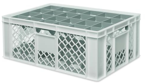 BRB Gläserkiste 600x400 mm für 15, 24, 33 oder 40 Gläser, farbig (Weiß, für 24 Gläser Ø 87 mm, Glashöhe max 205 mm)