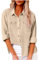 Damen Leinenhemd,Long Hemd Damen Lang,Sommer Vintage Einreihiges Leinenhemd Baumwolle Leinen Langarm Revers Hemd Hemd Locker bequemes Leinenhemd Oberteile,Beige,XL