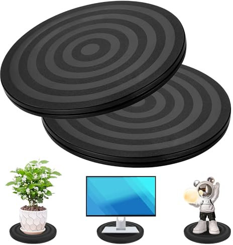 Universal-Drehteller, 360° drehbar (Drehscheibe geeignet für Büro, Zuhause, Hobby, PC-Monitor, TV, Küche, Pflanzen, Blumentöpfe UVM, Drehplatte mit Durchmesser 20 cm, rund) Schwarz