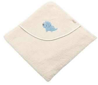 Sterntaler Kapuzenbadetuch 80x80 cm Dino Rexi - Badetuch mit Applikation auf der Kapuze - Babybadetuch aus saugfähiger Baumwolle, beige