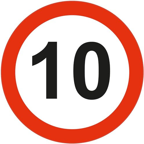 Indigos UG - Schild 10 KMh Tempolimit - 200x200 - Hotel, Firma, Schutz, KITA, Arzt, Praxis - Sicherheit - Warnung - Aluverbundplatte 3mm, Wohnung - Hinweisschild - Warnschild