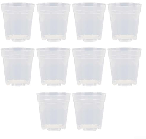 Puupaa Lot de 10 pots de fleurs en plastique transparent de 7,6 à 17 cm avec trous de drainage, pots de fleurs d'intérieur et d'extérieur pour orchidée, penoy, rose, tulipes (13,2 cm)