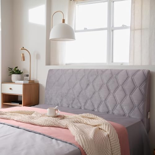HEADBOARD Bett Kopfteil Bezug aus weichem Samt elastisch waschbar staubdicht für Boxspringbett geeignet Bett Rückwand ideal für Einzel und Doppelbetten,D,140cm/55in