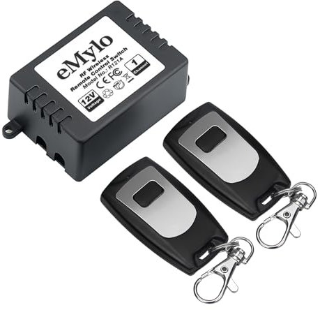 eMylo DC 12 V RF Relé Interruptor modular, puerta de garaje/luz/intermitente universal (1 canal), señal estable, varios modos de funcionamiento, cómodo y sencillo, adecuado para Ha