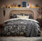 furn. Constellation Duvet Cover Set – Celestial Galaxy Print with Stars & Moons, Reversible Polycotton Bedding (Charcoal/Cream – Super King)