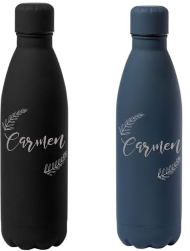 WEPRINTFY. | Botella Térmica Personalizada | Personalizada con tu Nombre | Botellas de Agua Acero Inoxidable | 750 ml Bebidas Frias y Calientes | Botella Agua | botella agua acero inoxidable (NEGRO)