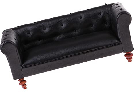Perfeclan 1/12 Puppenmöbel Couch für Dollhaus Einrichtung, Schwarz, # C