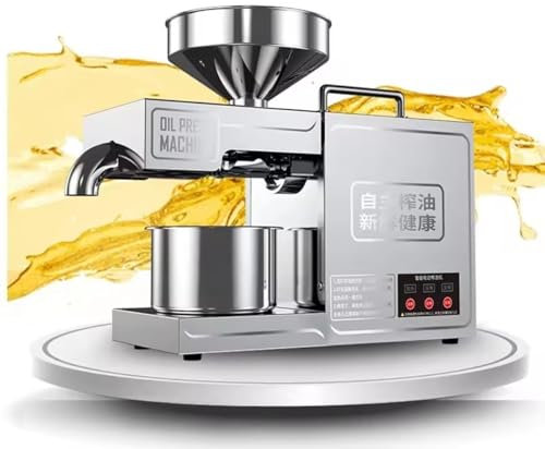 GLJTUO Presse À Huile Professionnelle 820 W, Presse À Huile Automatique, Extracteur D'Huile De Qualité Commerciale pour Graines De Lin, D'Arachide, De Chanvre, De Sésame Et,