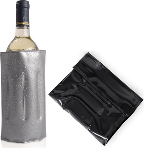 Lot de 2 refroidisseurs de bouteilles Manchettes de vin avec fermeture rapide Manchette rafraîchissante pour bière, vin et boissons