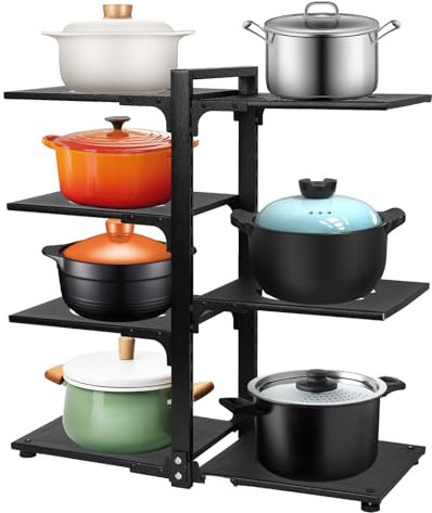 Shoze Pots and Pans Organizer Stand with Adjustable Non-slip Dividers, Detachable Pot Lid Holder Stand Pan Organizer Rack for Kitchen Cabinet Organizers and Storage (7-Tier)
