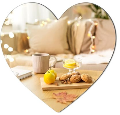 QEEYON Spiegelfliesen Selbstklebend, 2.5mm Herz Spiegel zum Kleben, Spiegelfolie Klebespiegel Selbstklebend Acryl Herz-Wandspiegel, für Badezimmer, Schlafzimmer, für Frauen und Mädchen (24 x 21.5cm)